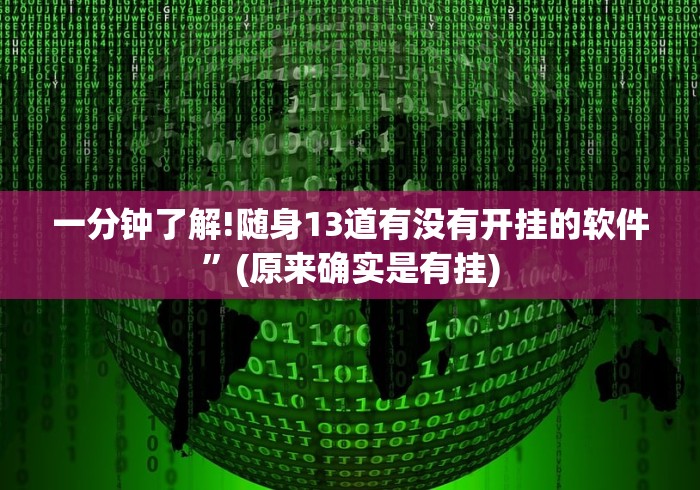 一分钟了解!随身13道有没有开挂的软件”(原来确实是有挂)