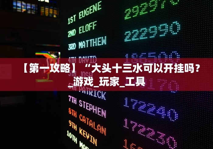 【第一攻略】“大头十三水可以开挂吗？_游戏_玩家_工具