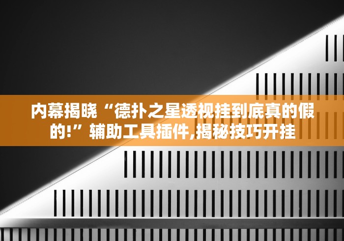 内幕揭晓“德扑之星透视挂到底真的假的!”辅助工具插件,揭秘技巧开挂