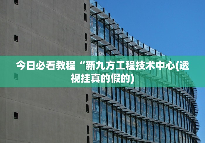 今日必看教程“新九方工程技术中心(透视挂真的假的)