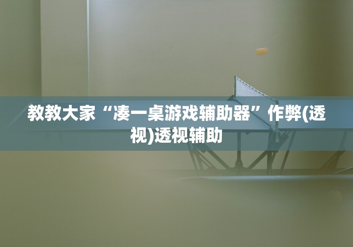 教教大家“凑一桌游戏辅助器”作弊(透视)透视辅助