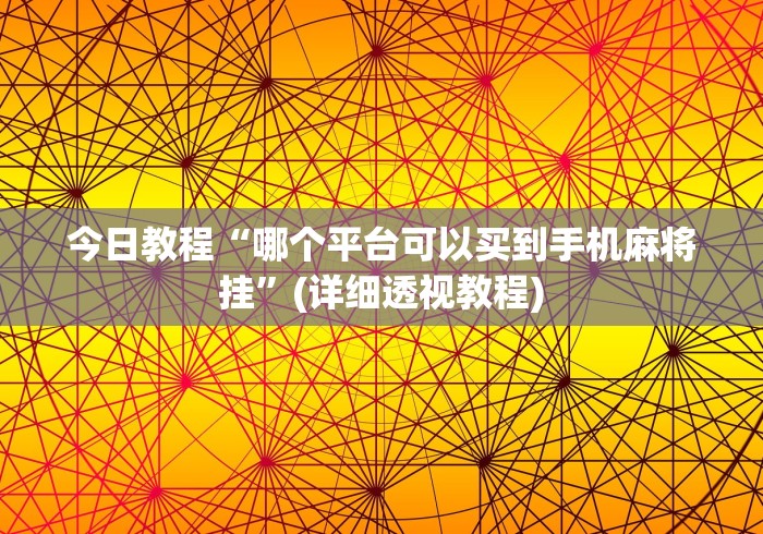 今日教程“哪个平台可以买到手机麻将挂	”(详细透视教程)