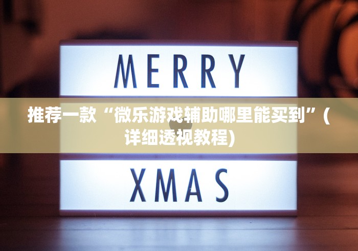推荐一款“微乐游戏辅助哪里能买到”(详细透视教程)