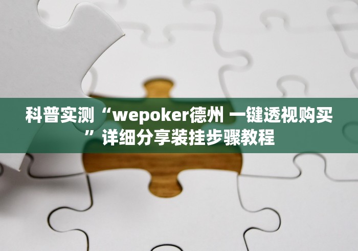 科普实测“wepoker德州 一键透视购买”详细分享装挂步骤教程