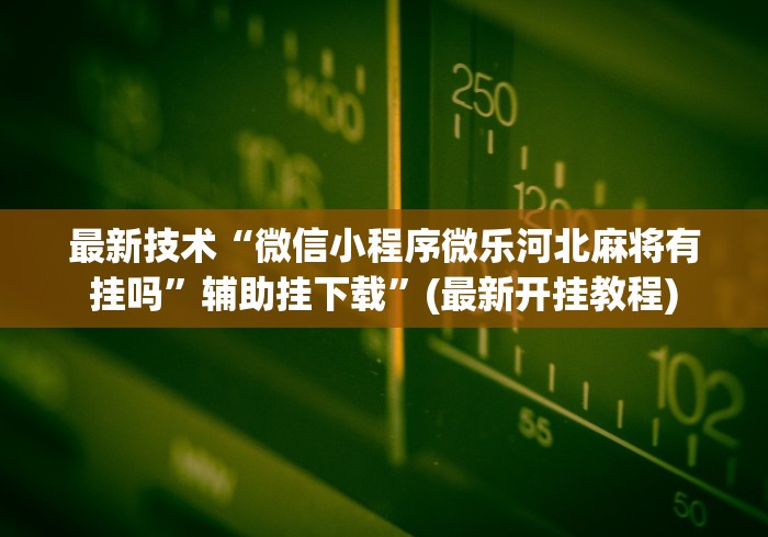 最新技术“微信小程序微乐河北麻将有挂吗	”辅助挂下载”(最新开挂教程)