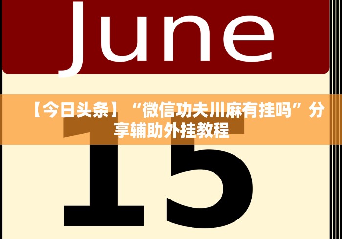 【今日头条】“微信功夫川麻有挂吗”分享辅助外挂教程