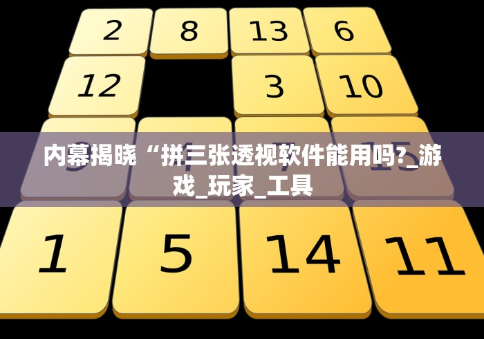 内幕揭晓“拼三张透视软件能用吗?_游戏_玩家_工具
