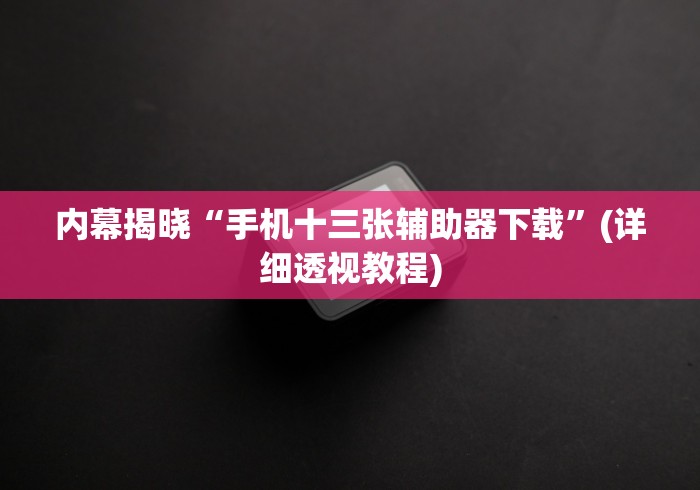 内幕揭晓“手机十三张辅助器下载”(详细透视教程)