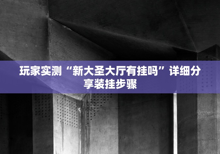 玩家实测“新大圣大厅有挂吗”详细分享装挂步骤
